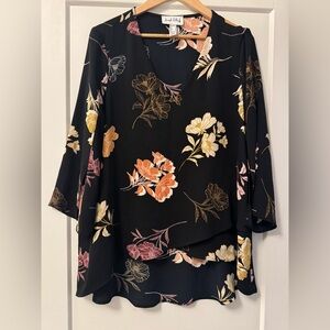 Joseph Ribkoff Black Blouse with Floral Design